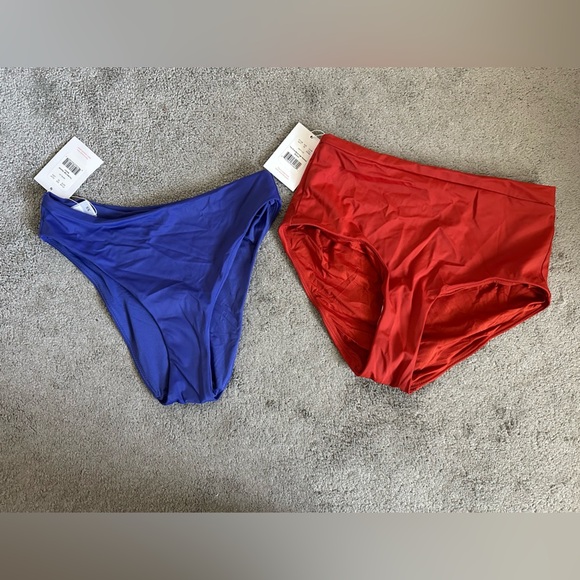 Andie Swim Bottoms Wide Band High Waisted & 90s High Waisted Size XS Blue/Orange - Picture 1 of 4